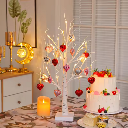 Romantic Heart-Shaped Birch Tree Lamp