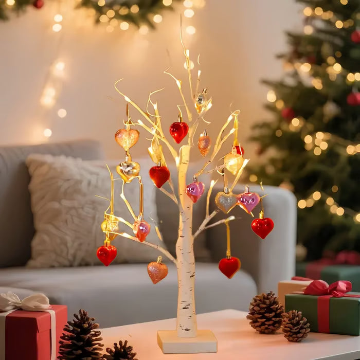 Romantic Heart-Shaped Birch Tree Lamp